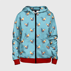 Детская толстовка на молнии Петушки паттерн