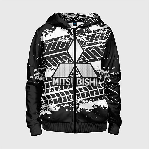 Детская толстовка на молнии MITSUBISHI СЛЕДЫ ШИН / 3D-Черный – фото 1