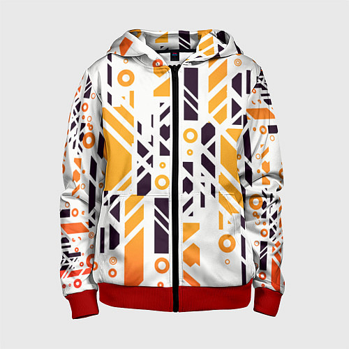 Детская толстовка на молнии Абстракция маршрут / 3D-Красный – фото 1