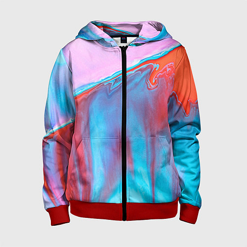 Детская толстовка на молнии Вода и песок / 3D-Красный – фото 1