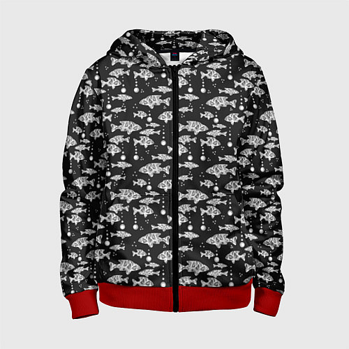 Детская толстовка на молнии Узор для рыбака / 3D-Красный – фото 1