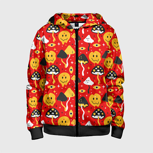 Детская толстовка на молнии Галюцинации / 3D-Черный – фото 1