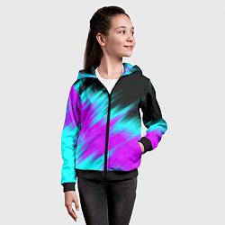Толстовка на молнии детская НЕОНОВЫЕ ПОЛОСЫ И НИЧЕГО ЛИШНЕГО NEON STRIPES, цвет: 3D-черный — фото 2