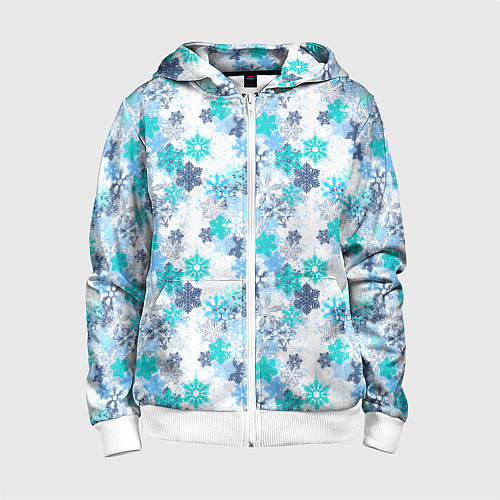 Детская толстовка на молнии Зимние Снежные Узоры / 3D-Белый – фото 1