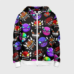 Толстовка на молнии детская Geometry Dash: Demons Squad, цвет: 3D-белый
