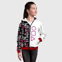 Толстовка на молнии детская Игра в кальмара: Стражи, цвет: 3D-красный — фото 2