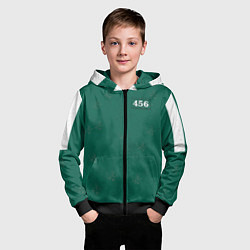 Толстовка на молнии детская Игра в кальмара: Униформа 456, цвет: 3D-черный — фото 2