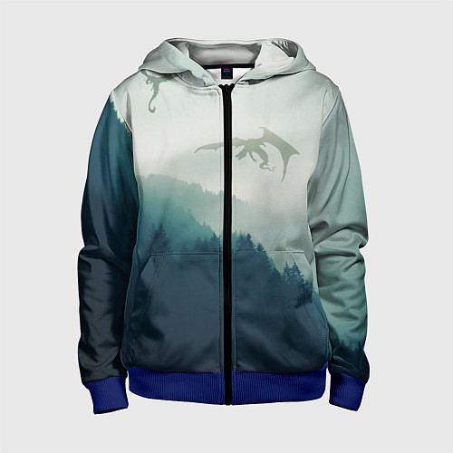 Детская толстовка на молнии ДРАКОНЫ НАД ЛЕСОМ DRAGON / 3D-Синий – фото 1