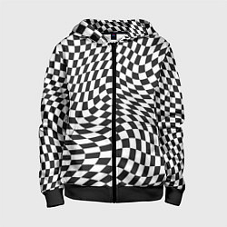 Детская толстовка на молнии Черно-белая клетка Black and white squares