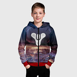 Толстовка на молнии детская ДЕСТИНИ ЗЕМЛЯ ХАБ, СТРАННИК НАД ГОРОДОМ, цвет: 3D-красный — фото 2