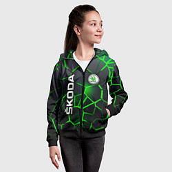 Толстовка на молнии детская 3D плиты с подсветкой Шкода, цвет: 3D-черный — фото 2