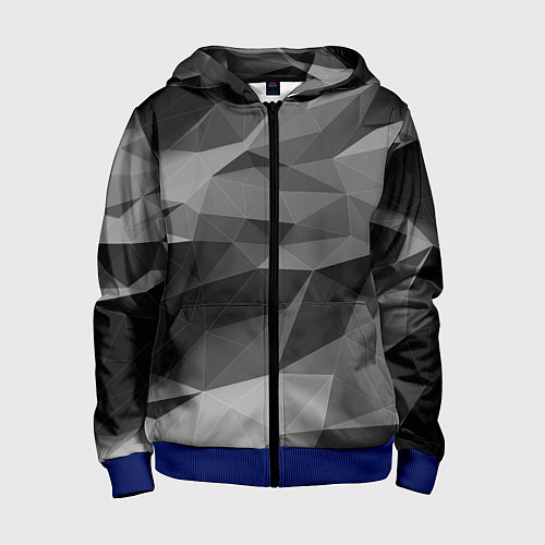 Детская толстовка на молнии Чб абстракция / 3D-Синий – фото 1