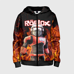 Толстовка на молнии детская ROBLOX FIRE РОБЛОКС ОГОНЬ ПОЖАРНЫЙ, цвет: 3D-черный