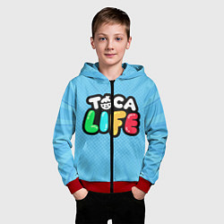 Толстовка на молнии детская Toca Life: Logo, цвет: 3D-красный — фото 2