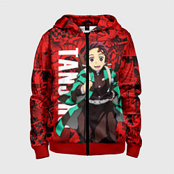 Толстовка на молнии детская Танджиро Камадо ,Клинок, рассекающий демонов, цвет: 3D-красный