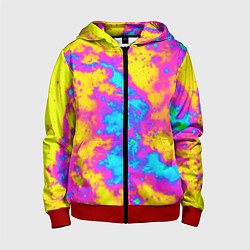 Толстовка на молнии детская Яркая абстракция космических красок, цвет: 3D-красный