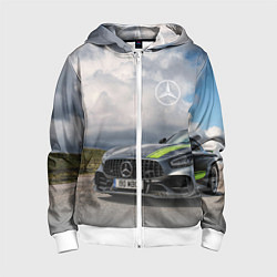 Толстовка на молнии детская Mercedes V8 Biturbo Racing Team AMG, цвет: 3D-белый