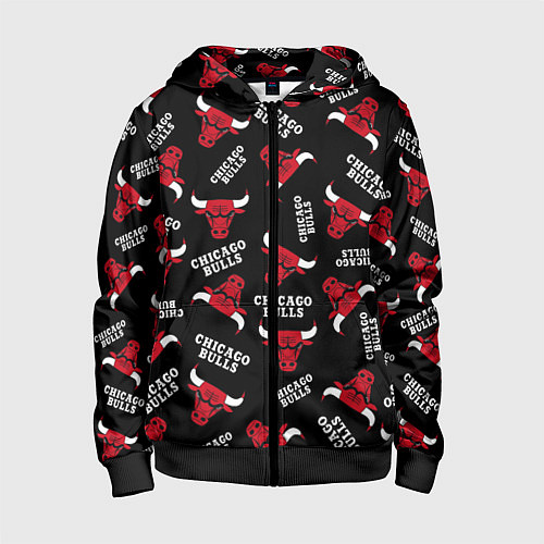 Детская толстовка на молнии CHICAGO BULLS БЫКИ УЗОР / 3D-Черный – фото 1