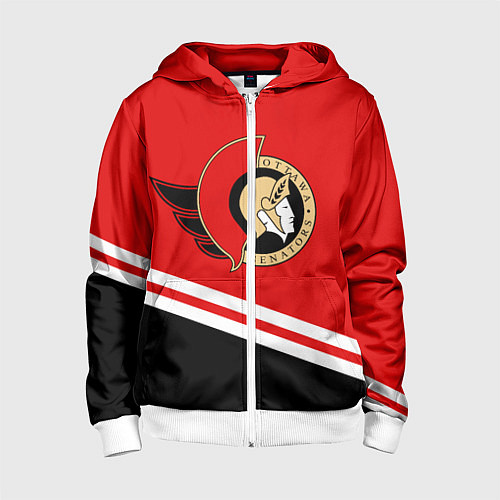 Детская толстовка на молнии Оттава Сенаторз / 3D-Белый – фото 1