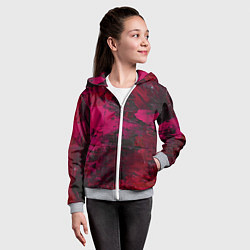 Толстовка на молнии детская Бордовые мазки в тёмно-красных тонах, цвет: 3D-меланж — фото 2