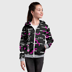 Толстовка на молнии детская Squid Gam: Узоры, цвет: 3D-меланж — фото 2