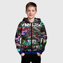 Толстовка на молнии детская Neon graffiti Smile, цвет: 3D-синий — фото 2