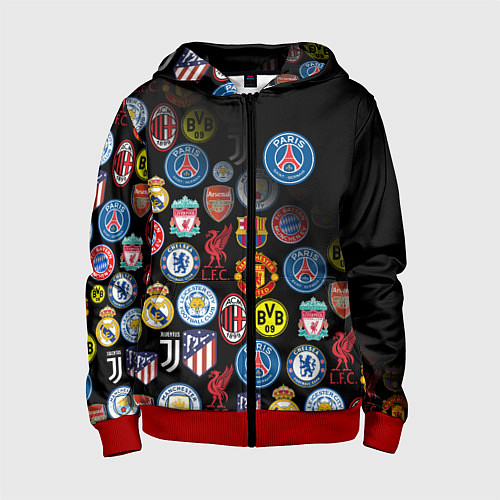 Детская толстовка на молнии PSG LOGOBOMBING / 3D-Красный – фото 1