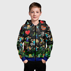 Толстовка на молнии детская МАЙНКРАФТ ПАТТЕРН ГЕРОИ ИГРЫ, цвет: 3D-синий — фото 2