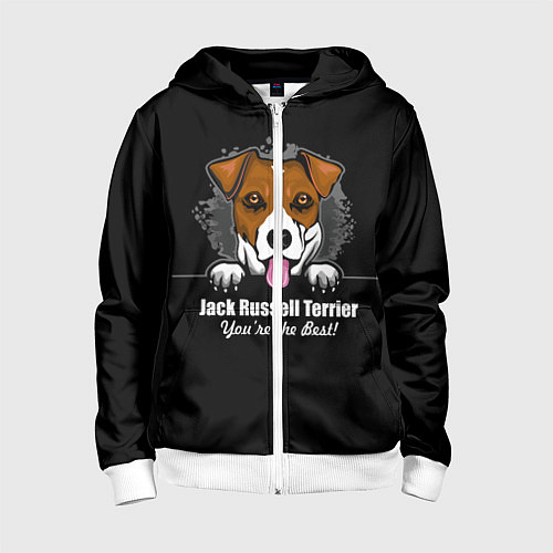 Детская толстовка на молнии Джек-Рассел-Терьер Jack Russell Terrier / 3D-Белый – фото 1
