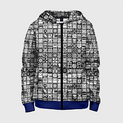 Толстовка на молнии детская Geometry Dash: BW Pattern, цвет: 3D-синий