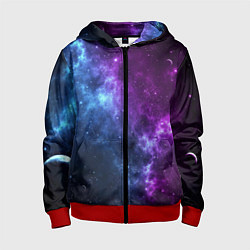 Толстовка на молнии детская NEON GALAXY НЕОНОВЫЙ КОСМОС, цвет: 3D-красный