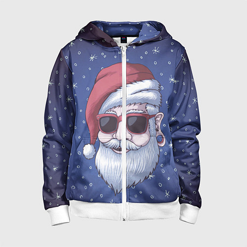 Детская толстовка на молнии САНТА ХИПСТЕР SANTA HIPSTER / 3D-Белый – фото 1