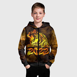 Толстовка на молнии детская Хищник Тигр 2022, цвет: 3D-черный — фото 2