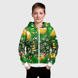 Толстовка на молнии детская Новогоднее Настроение Елка, цвет: 3D-белый — фото 2