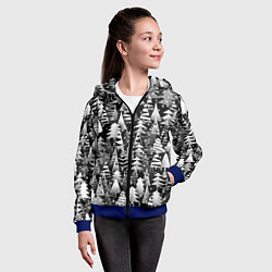 Толстовка на молнии детская Лес абстрактных ёлок, цвет: 3D-синий — фото 2