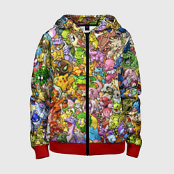 Толстовка на молнии детская ПОКЕМОНЫ В ПИКСЕЛЯХ PIXEL POKEMON, цвет: 3D-красный