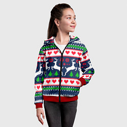 Толстовка на молнии детская Новогодние олени: узор, цвет: 3D-красный — фото 2
