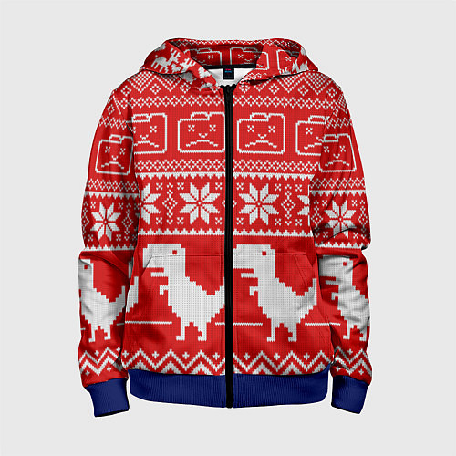 Детская толстовка на молнии Вязаный принт / 3D-Синий – фото 1