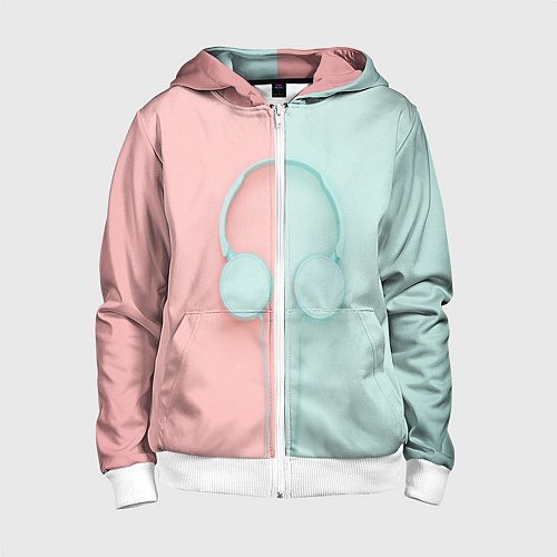 Детская толстовка на молнии Музыкальное настроение / 3D-Белый – фото 1