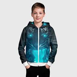 Толстовка на молнии детская Неоновый водяной тигр 2022, цвет: 3D-белый — фото 2