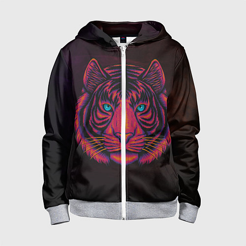 Детская толстовка на молнии Тигр Tiger голова / 3D-Меланж – фото 1