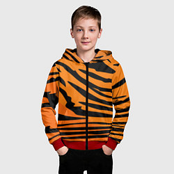 Толстовка на молнии детская Шкура шерсть тигра, цвет: 3D-красный — фото 2