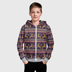 Толстовка на молнии детская Новогодний свитер c оленями 2, цвет: 3D-меланж — фото 2