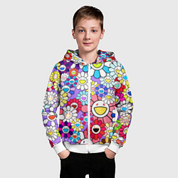 Толстовка на молнии детская Цветы Takashi Murakami, цвет: 3D-белый — фото 2