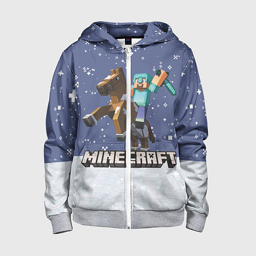 Детская толстовка на молнии Майнкрафт Зима / 3D-Меланж – фото 1