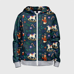 Детская толстовка на молнии Рождественский узор Щелкунчик