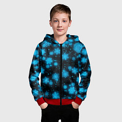 Толстовка на молнии детская НОВОГОДНИЕ НЕОНОВЫЕ СНЕЖИНКИ 2022 НОВЫЙ ГОД, цвет: 3D-красный — фото 2