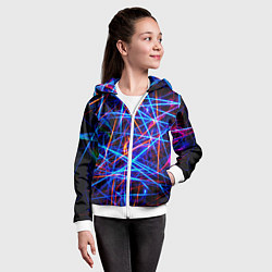 Толстовка на молнии детская NEON LINES Glowing Lines Effect, цвет: 3D-белый — фото 2