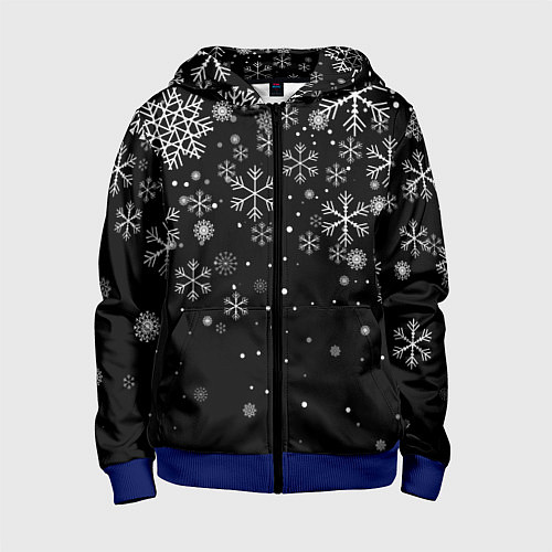 Детская толстовка на молнии Снежинки - С Новый год / 3D-Синий – фото 1
