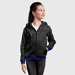 Толстовка на молнии детская МЕТАЛЛИЧЕСКИЕ РУНЫ, БРЫЗГИ КРАСОК, цвет: 3D-синий — фото 2
